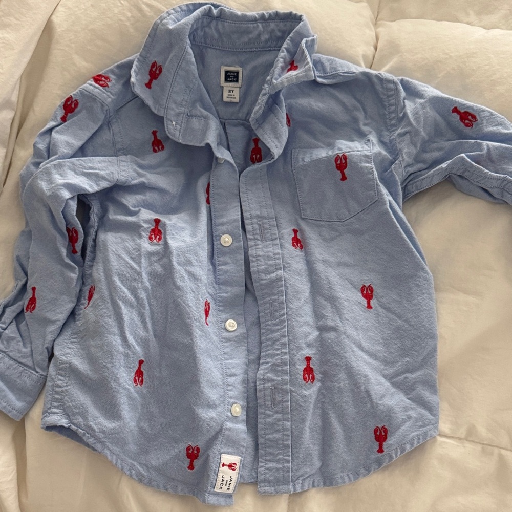 Kids Blue Lobster Print Shirt